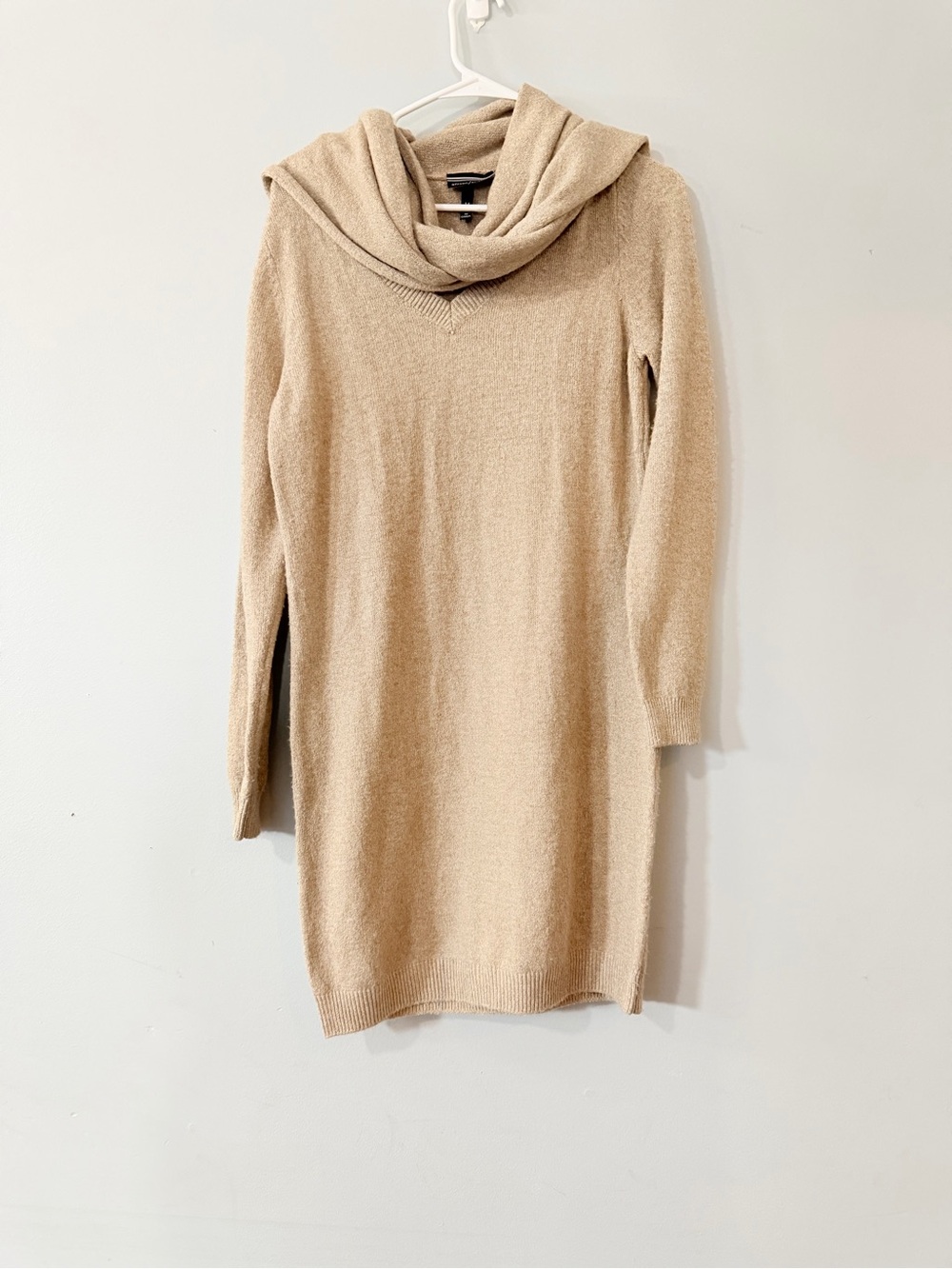 Allison Brittney Cowl Neck Sweater Dress - Beige